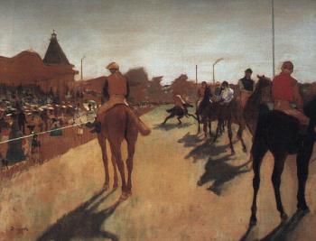 Racehorses in Front of the Grandstand